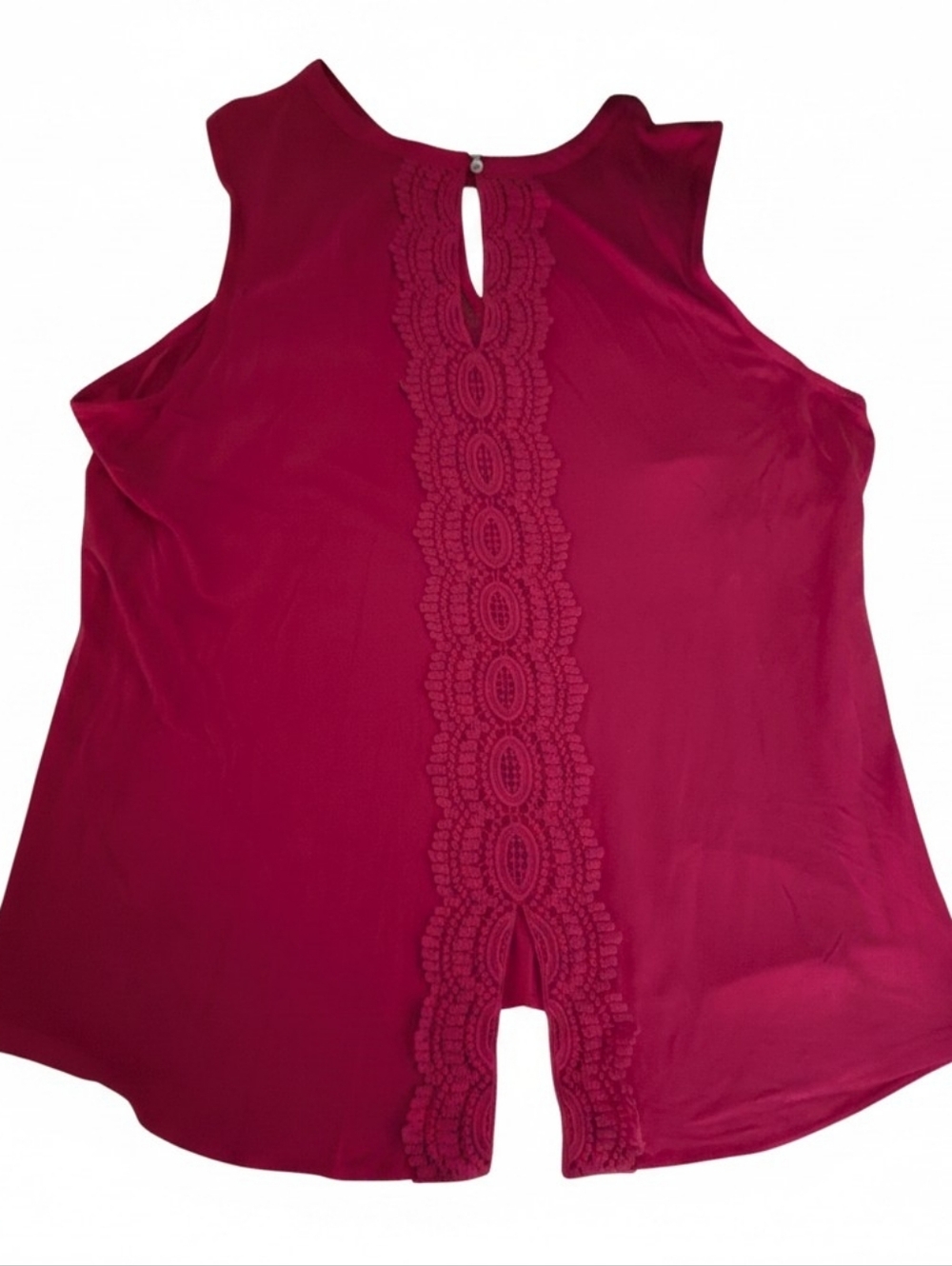 Sleeveless Crochet-Detail Shell Top in Coral - Picture 2 of 10
